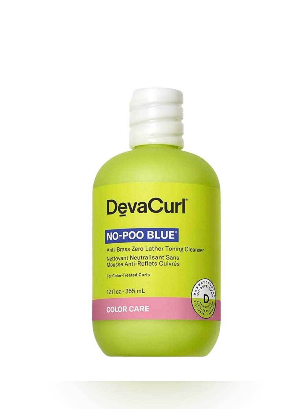 DevaCurl No-Poo Blue Anti-Brass Toning Cleanser full size 12 fl. oz.